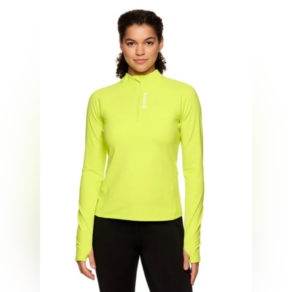 Reebok Vibrant Lime Punch Colored 1/2 Zip Pullover Long Sleeve Shirt